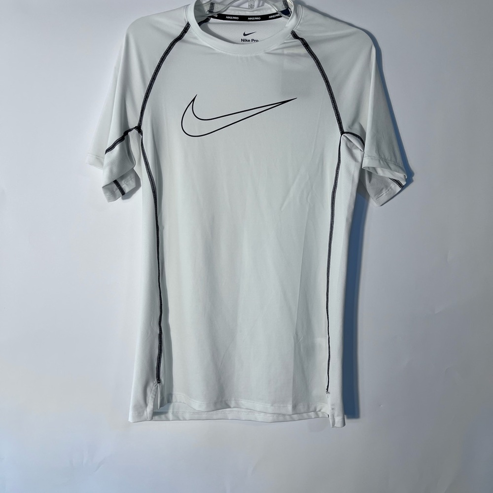 Nike Pro Dri Fit Men’s Short Sleeve Slim Fit Shirt Small White - Picture 2 of 4